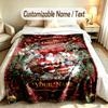 Christmas Theme Soft Blanket Personalized Custom Name Text Print Warm Blanket Home Sofa Bedroom Decor