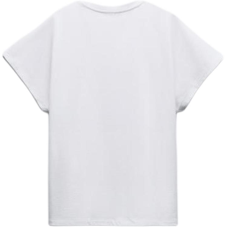 Zara Loose Fit Drop Shoulder Round Neck Pullover Comfortable Short Sleeve T-Shirt Women Tops White 2335169-250