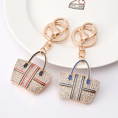 Tote Charm Keychain Rhinestone Enamel Tote Bag Charm with Key Ring Sparkly Handbag Keychain Purse Charm Gift for Women Girls Friends