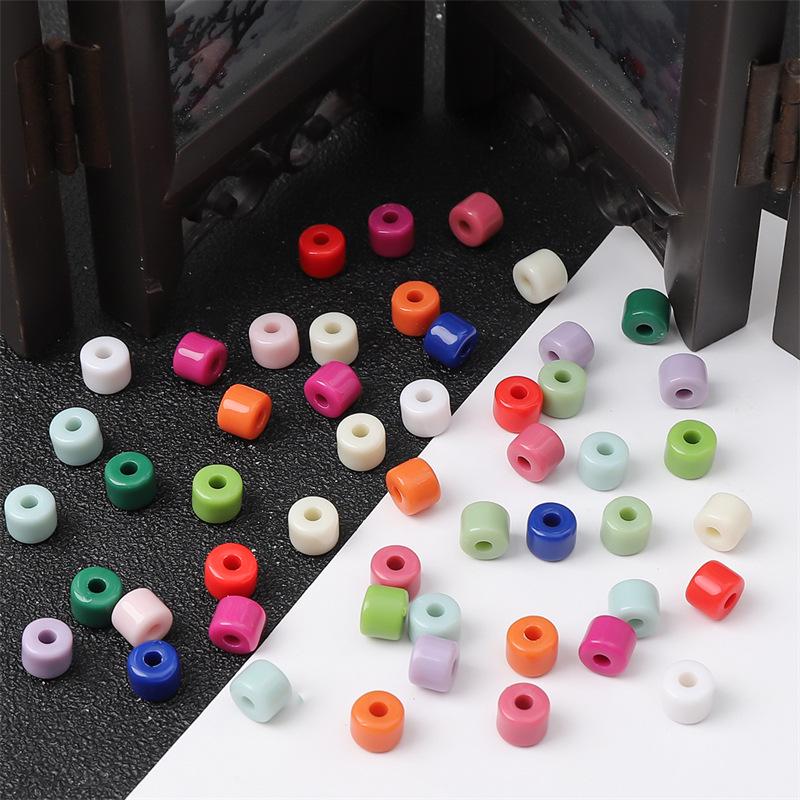 Acrylic Cream Solid Color Small Cylinder Beads for DIY Hairpin, Bracelet, Necklace Jewelry Accessories