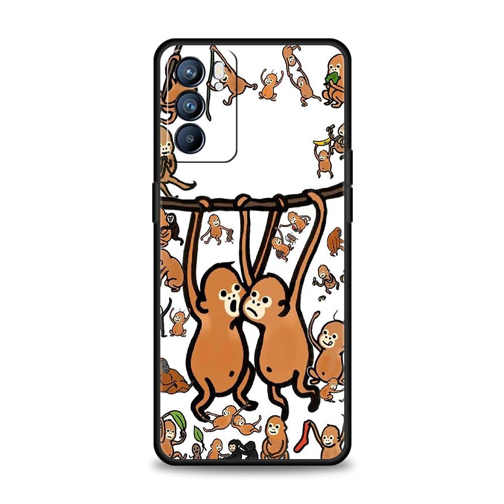 Monkey And Banana Phone Case For Oppo A17 A31 A54 A57 A78 A79 A98 Find X5 X6 Reno 6 7 8 10 11 12 13 F Pro 5G Soft TPU Cover Bags