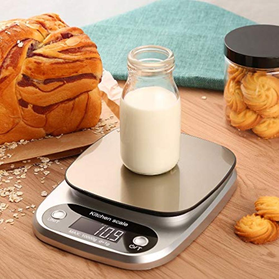 Accurate Household 10kg Electronic Digital Food Diet Weighing Kitchen Scale Stainless Steel Black High Precision with Auto-Tare