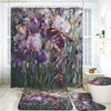 1/3/4pcs Bathroom Set with Vibrant Iris Flower Pattern, Lively Floral Design In Rich Colors of Purple and White, Accented with