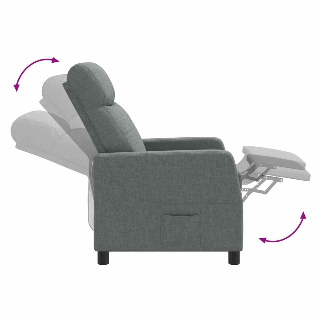 Recliner Armchair Dark Gray Fabric