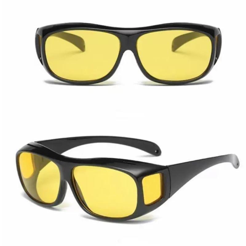 Night Driving Glasses Fit Over for Men Women, Anti Glare Polarized Night Vision Glasses, Wrap Around HD Yellow Lens