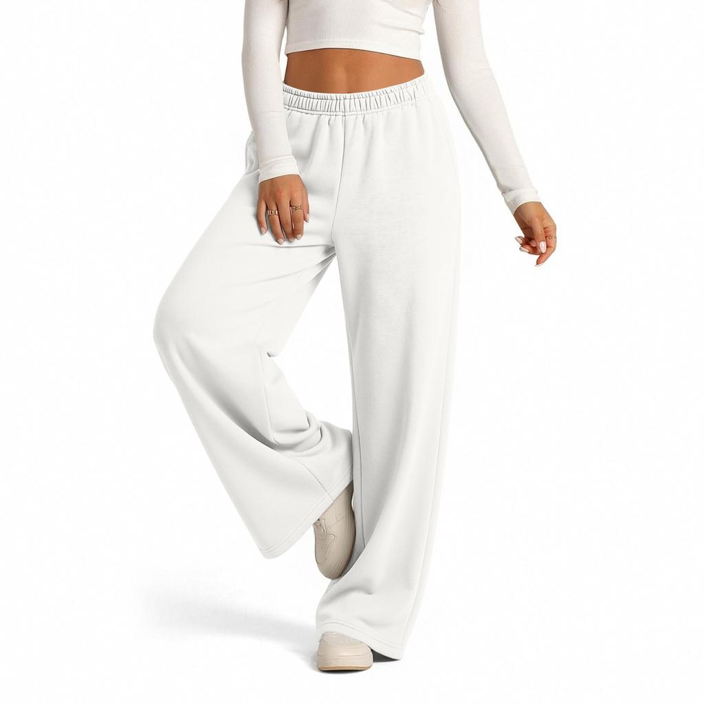 Lässige gefütterte Damen-Sweatpants mit weitem Bein, Kordelzug und Taschen für den Alltag