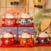 New 4.5 inch Lucky Cat Home Decorations Handmade Portable Fortune Cat Statue Ceramic Car Decorations Home Store