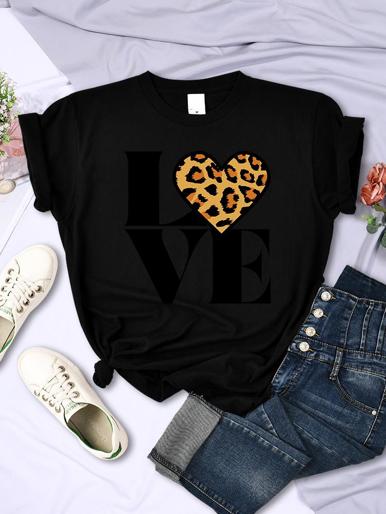 Vintage Leopard Love Forever Women T Shirt Fashion Casual Short Sleeve Hip Hop Cool Clothes Breathable Oversize Tshirt Female