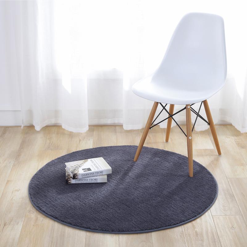 

Modern Style Carpets for Living Room Solid Color Bedroom Decor Round Carpet Thicken Plush Bedside Floor Mat Home Fluffy Soft Rug 80x80CM