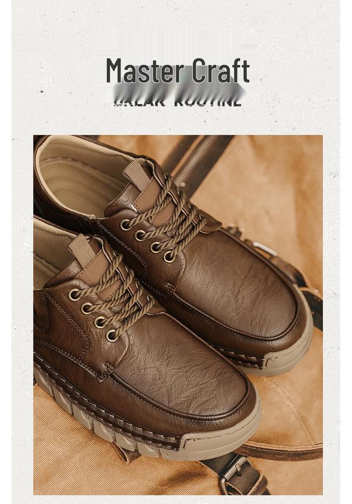 Handmade Men's Large Size Leather Driving Shoes 2026 - New Casual Stitching Design.