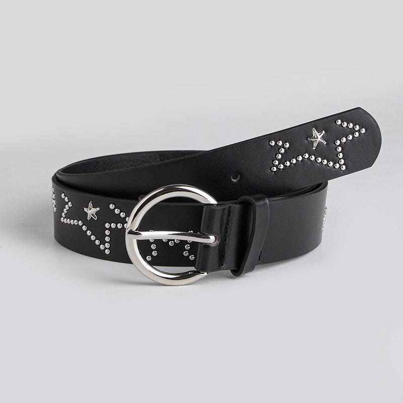 Womens Pu Fashionable Belt With Dot Patterned Studs Alloy Buckle Street Style
