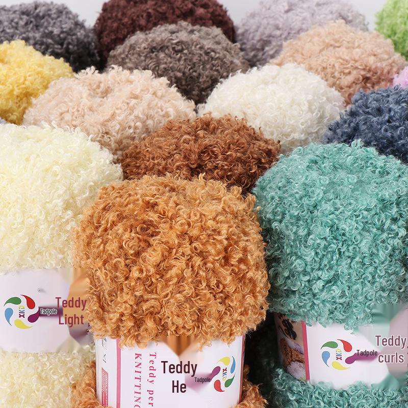 Curly Faux Fur Plush Yarn for DIY Hand-Knitting - Teddy, Doll Accessories, Scarf, Hat, Vest, Thick Coral Fleece