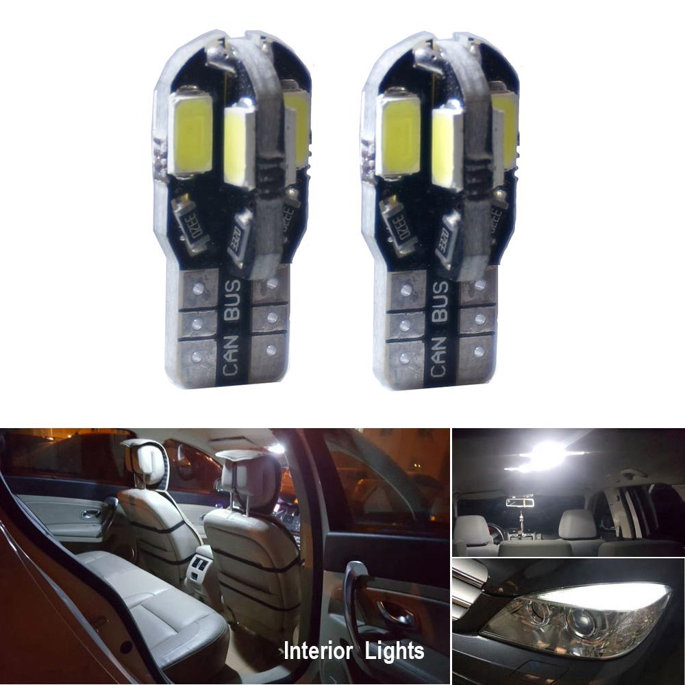 2/5/10/50/100 PCS T10 194 W5W LED Bulbs Car Interior Dome Maps Glove Box Trunk License Plate Lights 12V 5630-8SMD 6000K White Dome Lights 6