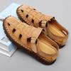 Genuine Leather Outdoor Men Sandals Hand Made Breathable Summer Casual Shoes For Men Slip On Flats Men Loafers Plus Size 38-47