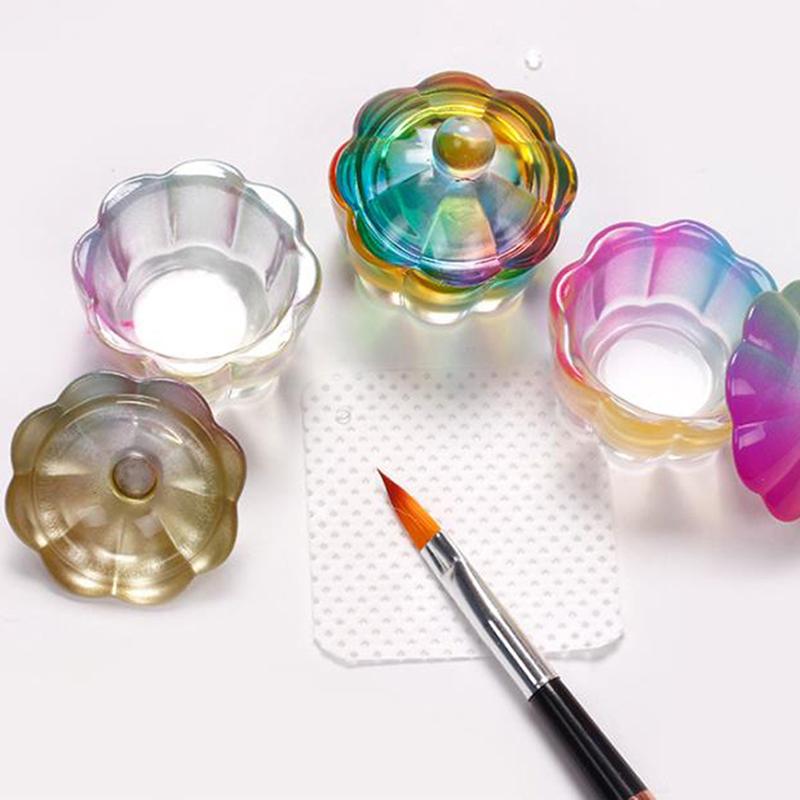 Nail Art Brushing Washing Cup Glass Cup With Lid Bowl Manicure Equipment