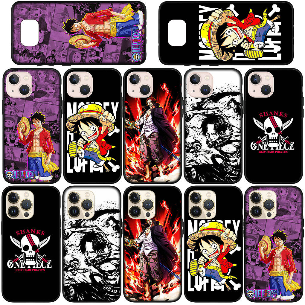 Handyhülle für Samsung Galaxy S25 S24 S23 iPhone 16 15 Xiaomi Redmi Note 14 13 12 16E X 11 Pro Max XR OPPO Moto Shanks Rote Haare Luffy One Piece Hülle