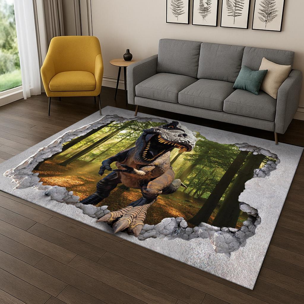 

3D Ковер-иллюзия динозавра для дома, спальни, гостиной, дивана, придверный коврик, кухонный декор, детский игровой коврик, нескользящий коврик для пола 40x60cm
