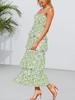 Women's Floral Maxi Dress Spaghetti Strap Ruffle Tiered Sleeveless Summer Dress
