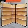 Four-Column Wood Grain Storage Rack for Stationery or Snacks - Single/Double Sided Display
