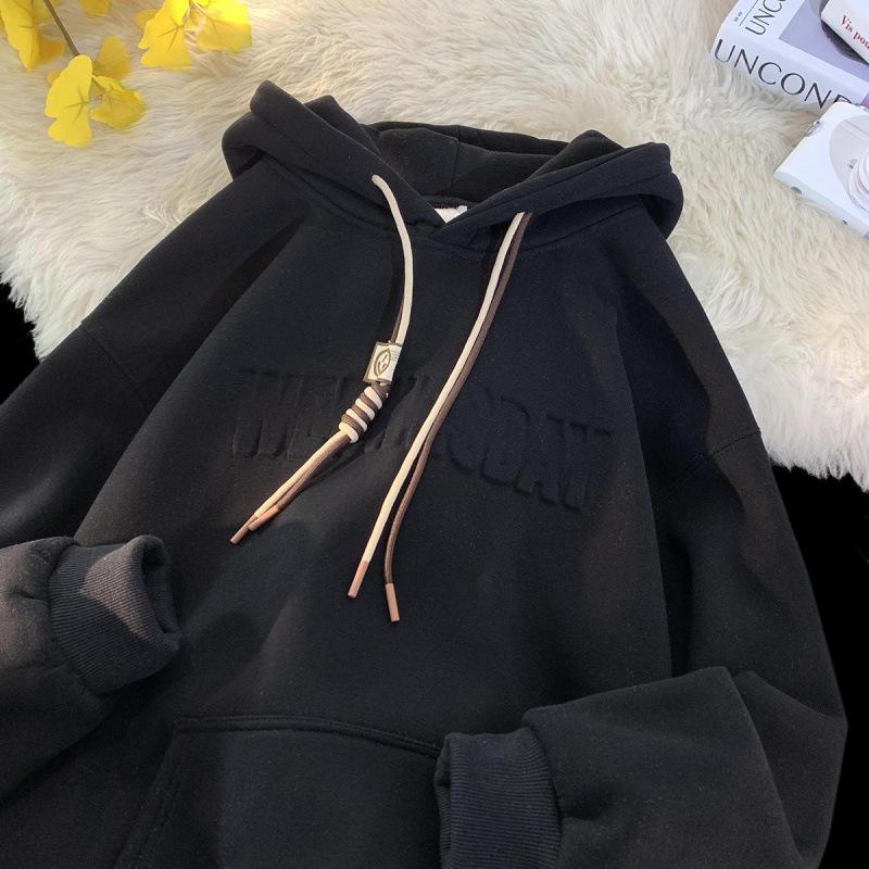 

2024 Men s Trendy American Loose Fit Hooded Jacket with Fleece for Spring/Autumn. M