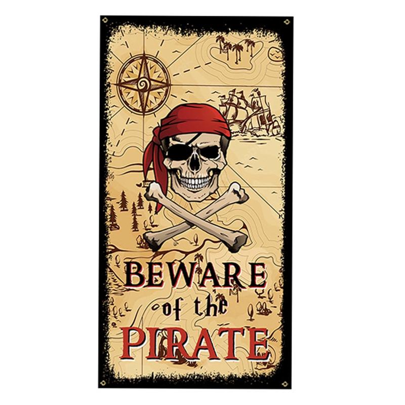 

Пиратский флаг на Хэллоуин, карта мира пиратских сокровищ, декор для вечеринки, винтажное украшение для навигации, корабля-приключения, черепа