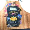 Les Trésors De Lily [N7953] - Designer Apron 'Terroir Français' Navy Brown (L'Apéro Bistrot Rosé De Provence) - 80x65 Cm