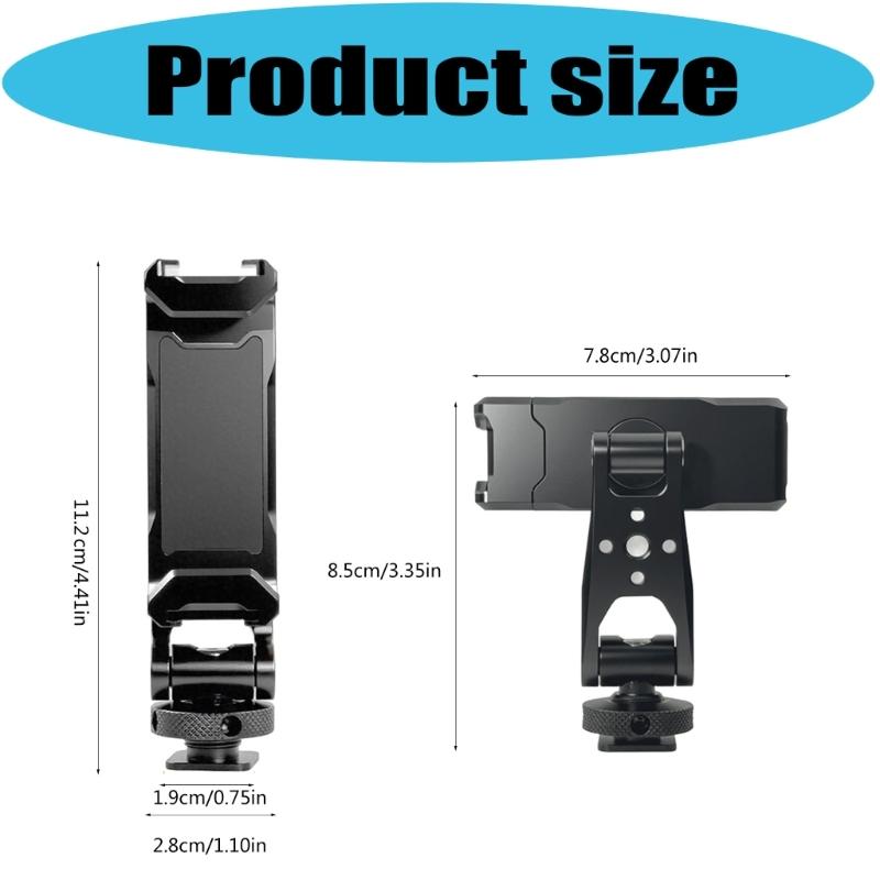Universal Cold Shoe Phone Holder Adjustable 360 Rotations Metal Brackets Simple Installs Suitable for Mobile Devices