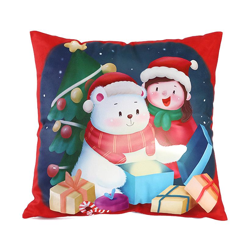 New Pillowcase Christmas Super Soft Red Simple Cute Santa Claus Print Cushion Home Cushion