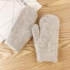 Double-layer Rabbit Hair Gloves Female Winter  Solid Color All Fingers Winter Women Gloves Warm Mittens