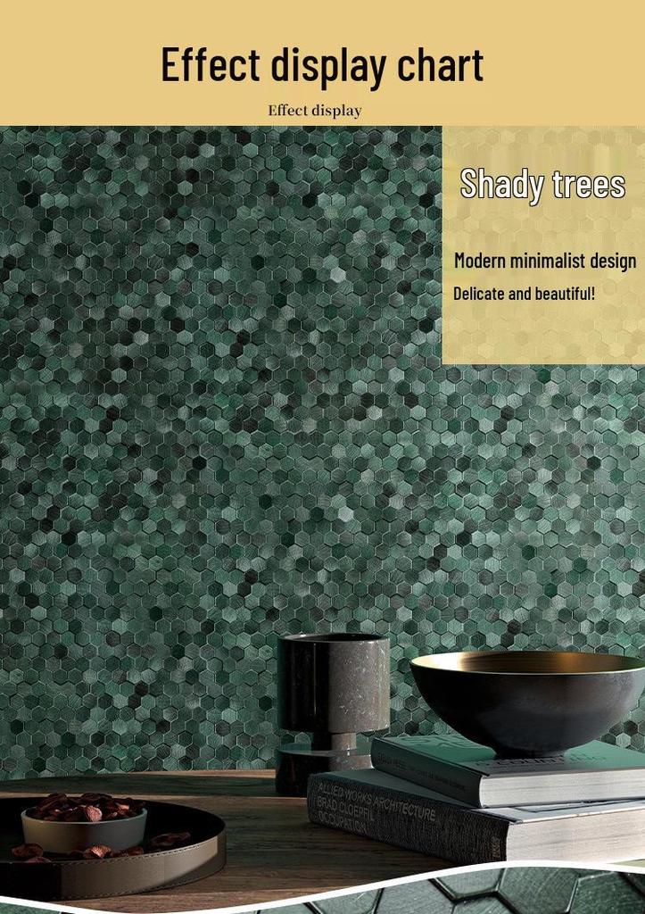 3D Sechseckige Metallmosaik Tapete für Wohnzimmer- und Badezimmerwände