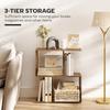 Side Table, Narrow End Table with Storage Shelves, S-Shaped, 3-Tier, 50W x 19.5D x 58H cm, Rustic Brown