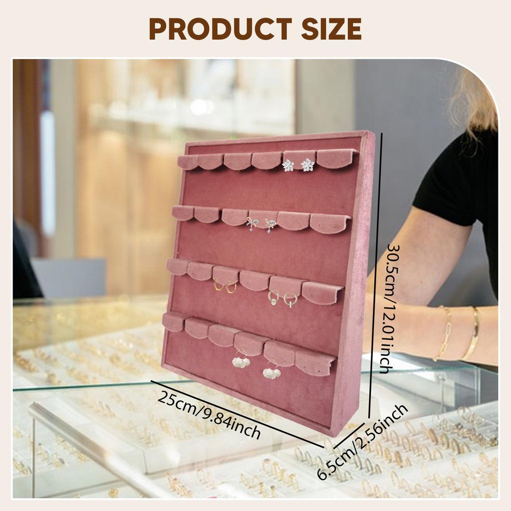 Vertical Velvet Jewelry Display Stand - Large Adjustable Earring Necklace Ring Organizer for Shop Home Vanity Counter