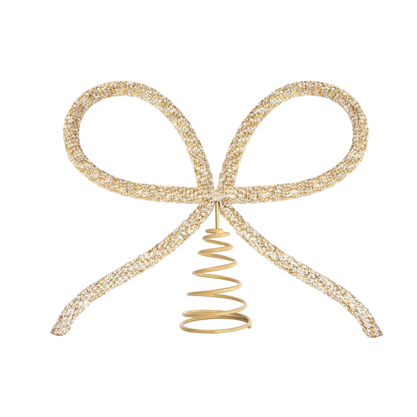 

Rhinestone Bow Christmas Tree Topper One Size золотой