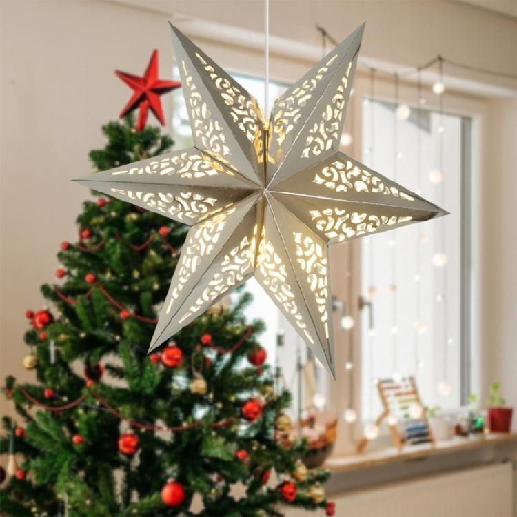 Decorative Paper Star Lanterns Light Cover Lampshade Easy Assembly Enhances Christmas Birthdays Celebration Atmospheres