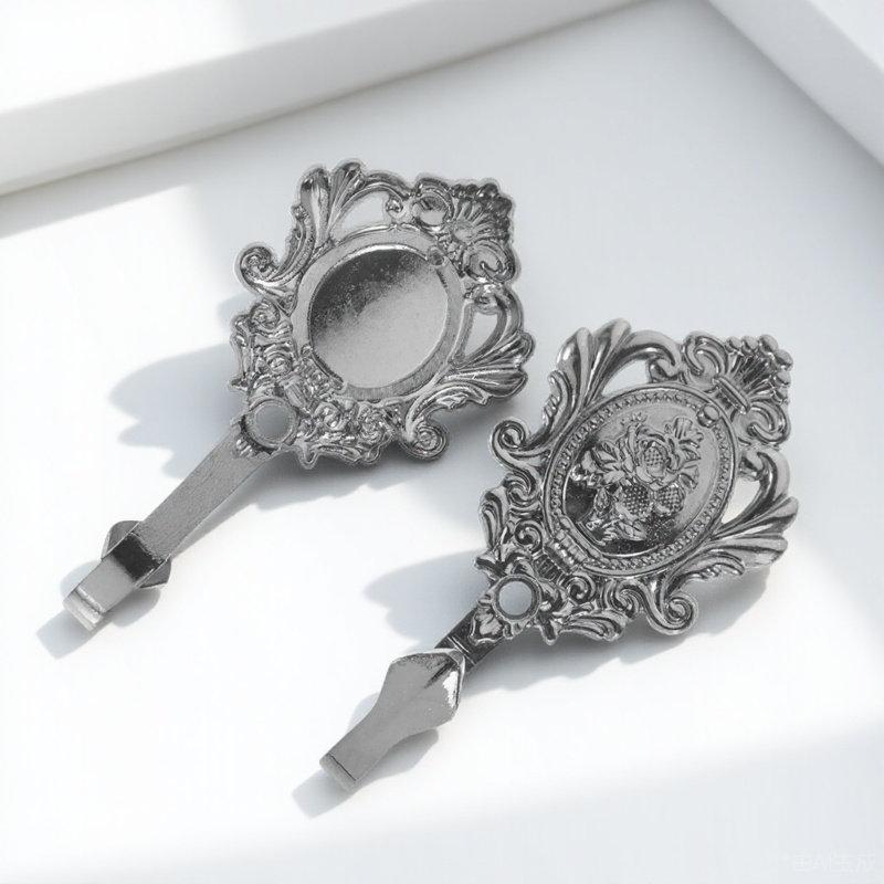 2 szt. Srebrny stop cynku Zaczepy do zasłon Wzór róży rzeźbionej w stylu vintage 95x5cm Haczyki do zasłon do wnętrz tradycyjnych klasycznych nowoczesnych