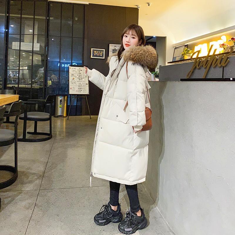 Womens Winter Puffer Coat 2026 Mid-Length Oversized Cotton-Padded Jacket With Detachable Faux Fur Hood