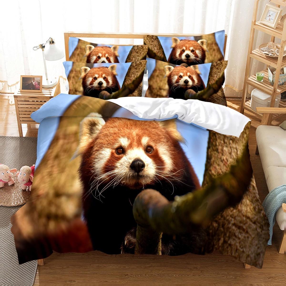 

3 шт. Комплект постельного белья Животные Волк Медведь Плюшевый Печатный Уютный Мягкий Пододеяльник Размеры King Quen Twin Single Подарок на День Рождения Мальчик Ребенок Декор Спальни 100*200cm Single