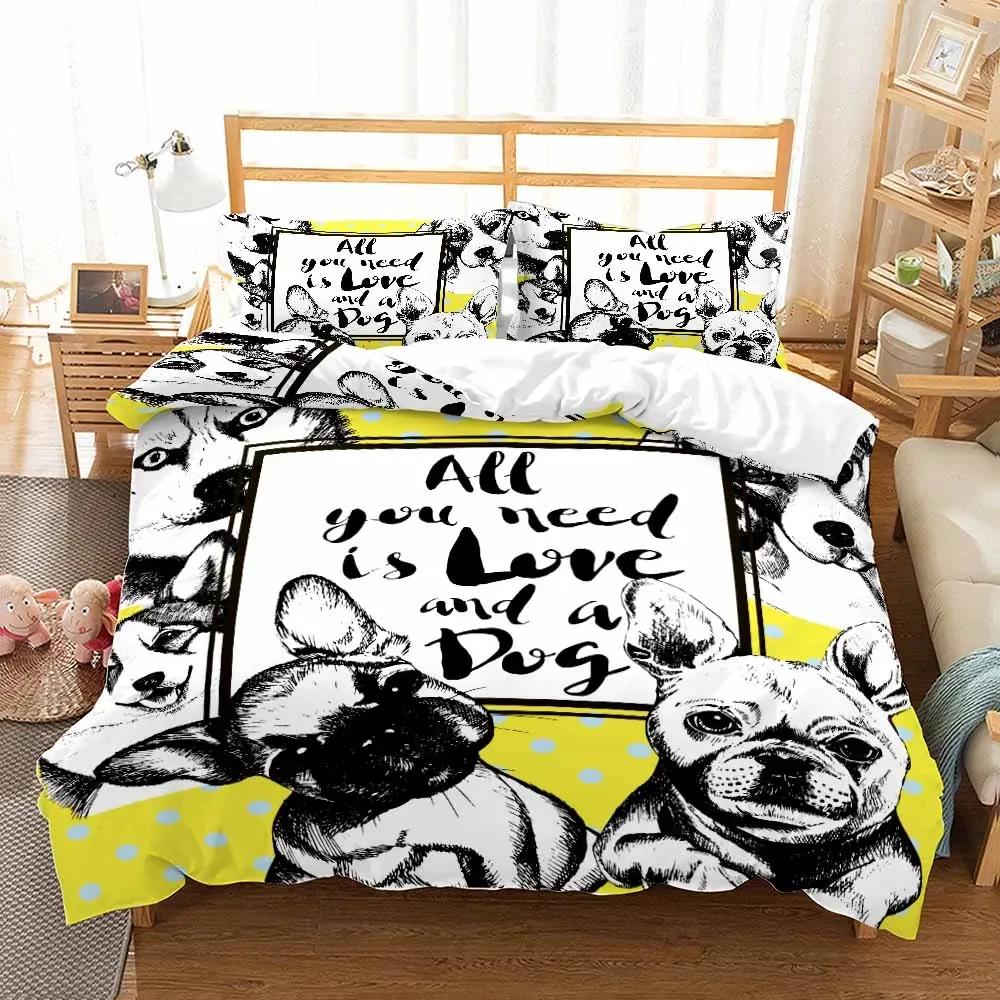 

Cows Dog Beding Set Carton Bedspread Single Twin Ful Quen King-Sized Dimensionsd Dimensions Bedclothes Child Children Kids Young Boys Bedrom Bed Linen 135*200cm Eu-Single
