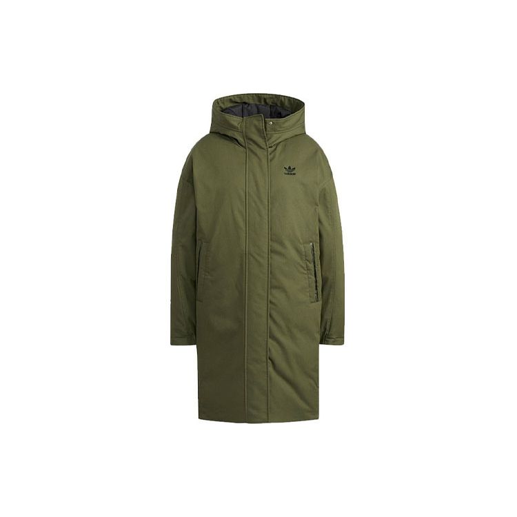 

Adidas Originals Layered Parka Color Block Large Logo Mid-Length Hooded Down Jacket Winter Women Outerwear Green HF1586 30