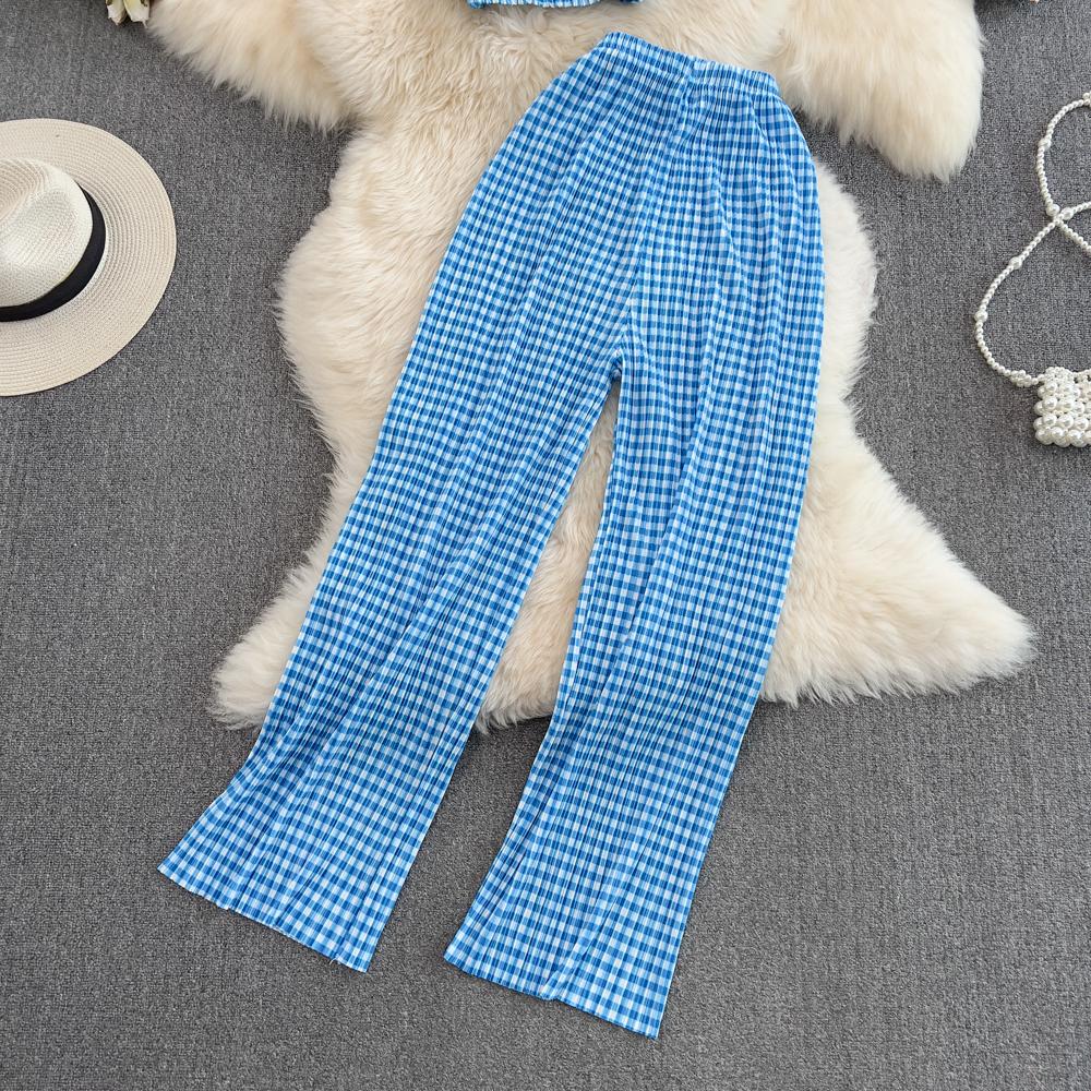 RUGOD 2022 Modeanzug Damen Sexy Tube Top Zweiteiliger Anzug mit hoher Taille Drapieren Lässige Farbverlaufsfarbe Gerade Hose mit weitem Bein