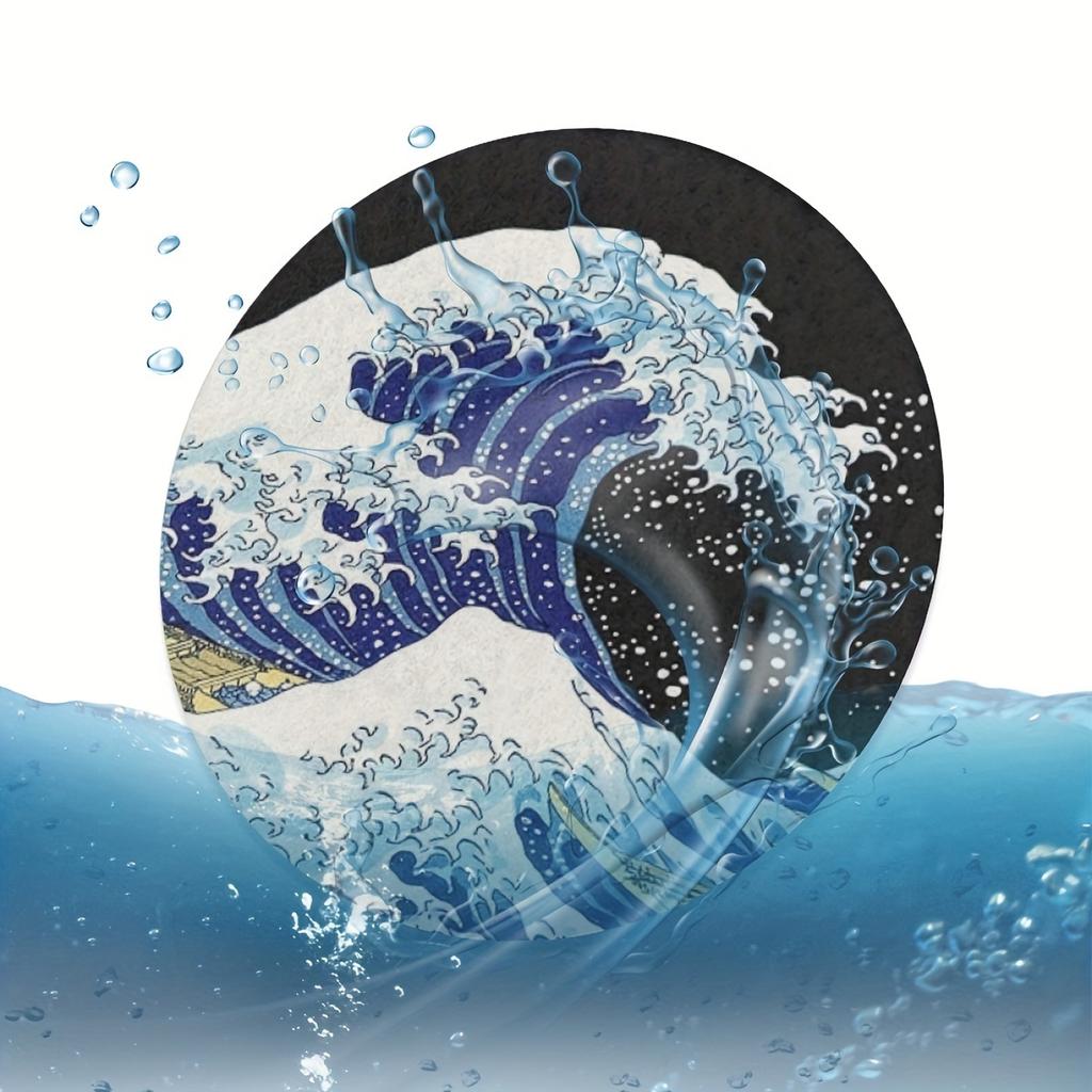 2pcs Big Wave Water Absorption Cup Cushioning Car Interior Design Accessories, Water Cup Coaster for Car Vehicle and Home Desktop