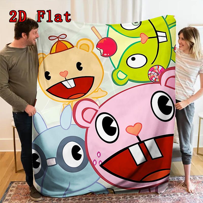 Happy Tree Friends 2D Flat Pattern Flannel Blanket High quality All Seasons Warmth and Comfort Perfect for Christmas Gifts.NMT0928431