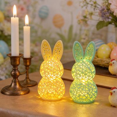 3D-gedruckte Kaninchenlampe Hohlkaninchen Nachtlicht für Kinderzimmer Schlafzimmer Kinderzimmer Osterparty Tischdekoration