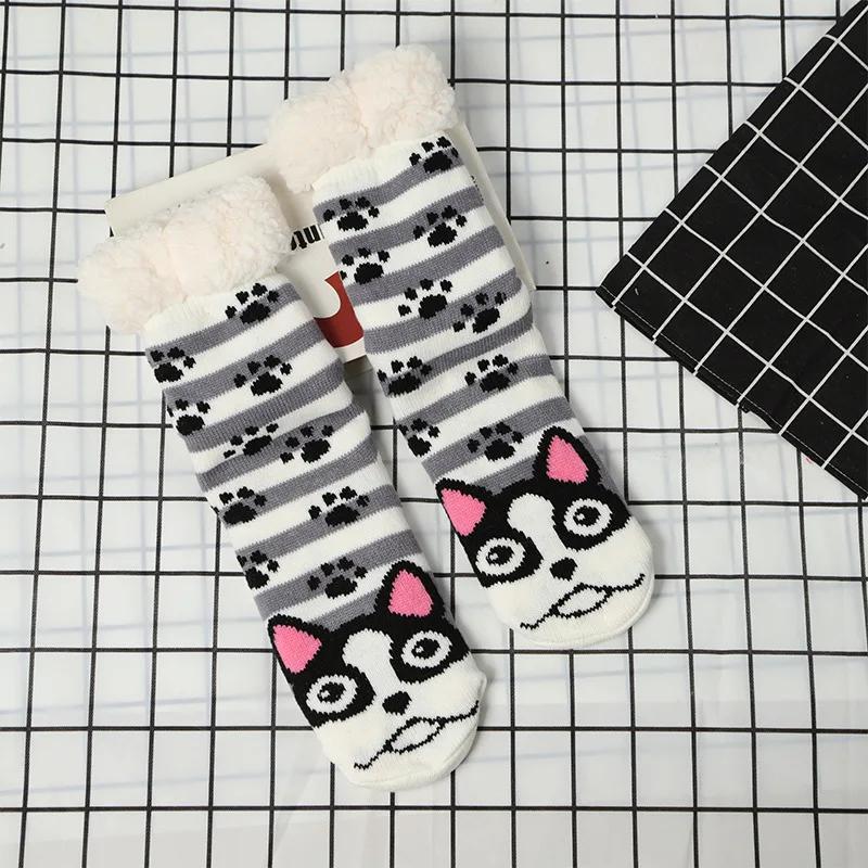 Fuzzy Thermal Socks Women Winter Funny Cat Dog Sloth Cute Kawaii Non Slip Cartoon Sleeping Soft Comfy Female Floor Slippers Sock
