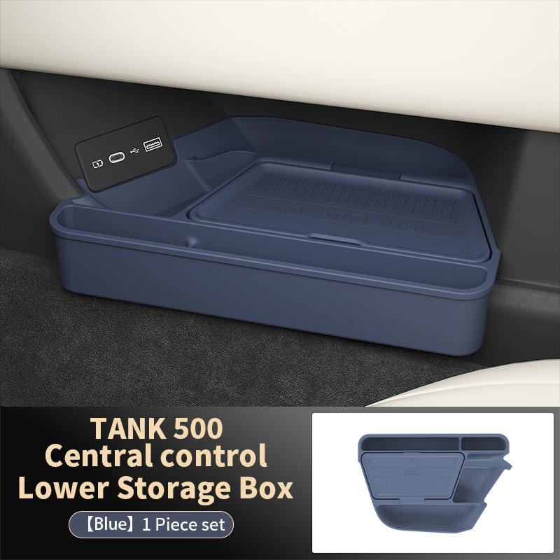 For TANK 500 2025 2026 Central Control Storage Box, Double Layer Waterproof Anti-Slip Car Organizer with Privacy Cover