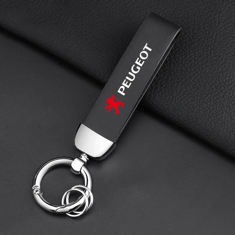För Peugeot Metall+Flätat rep eller läder Nyckelring Nyckelkedja Nyckelringar för Peugeot 206 307 308 3008 207 208 407 508 2008 5008 10