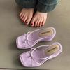 Summer fashion flip-flops French toe sandals women's shoes outer wear thin belt vacation evening wedge sandals