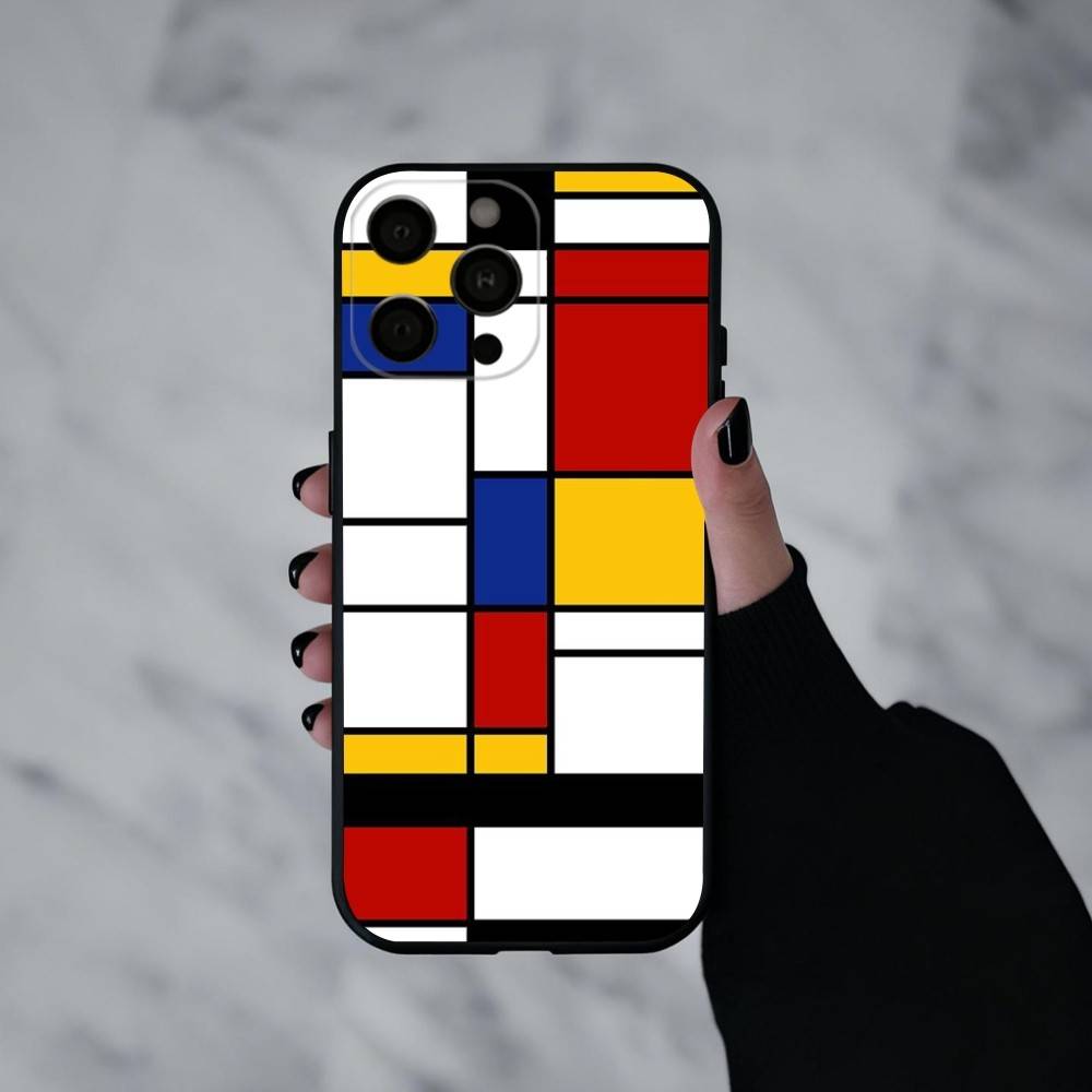 

M-Mondrian-B-Bauhaus A-Abstract Shapes Phone Case For iPhone 17pro, 16,15,14,13,12,11 X XR Plus,Others Soft Black Cover iPhone16plus