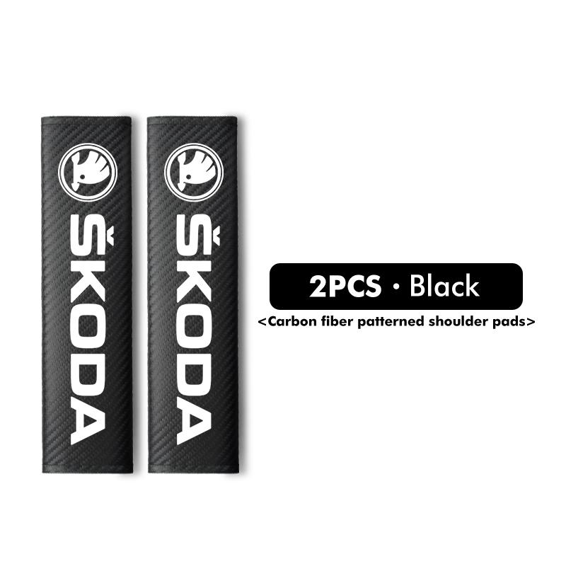IZNH3 Carbon Fibe Car Seat Belt Pads Shoulder Cover Auto Accessories For Skoda Fabia Kodiaq Kamiq Superb Yeti Octavia Enyaq Rapid