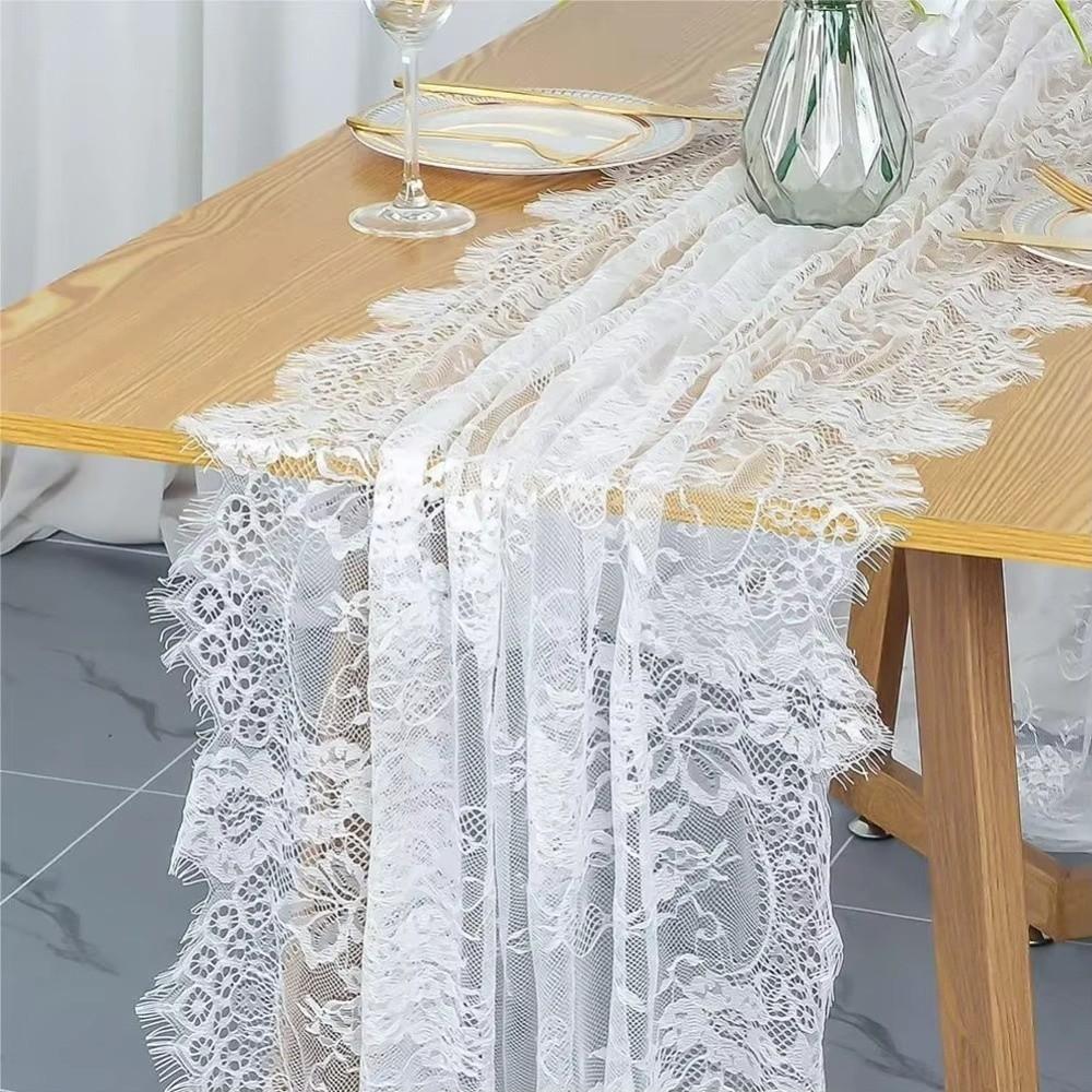 Floral Lace Table Cover Tulle Tablecloth Dining Table Decorations Table Runner Kitchen Supplies
